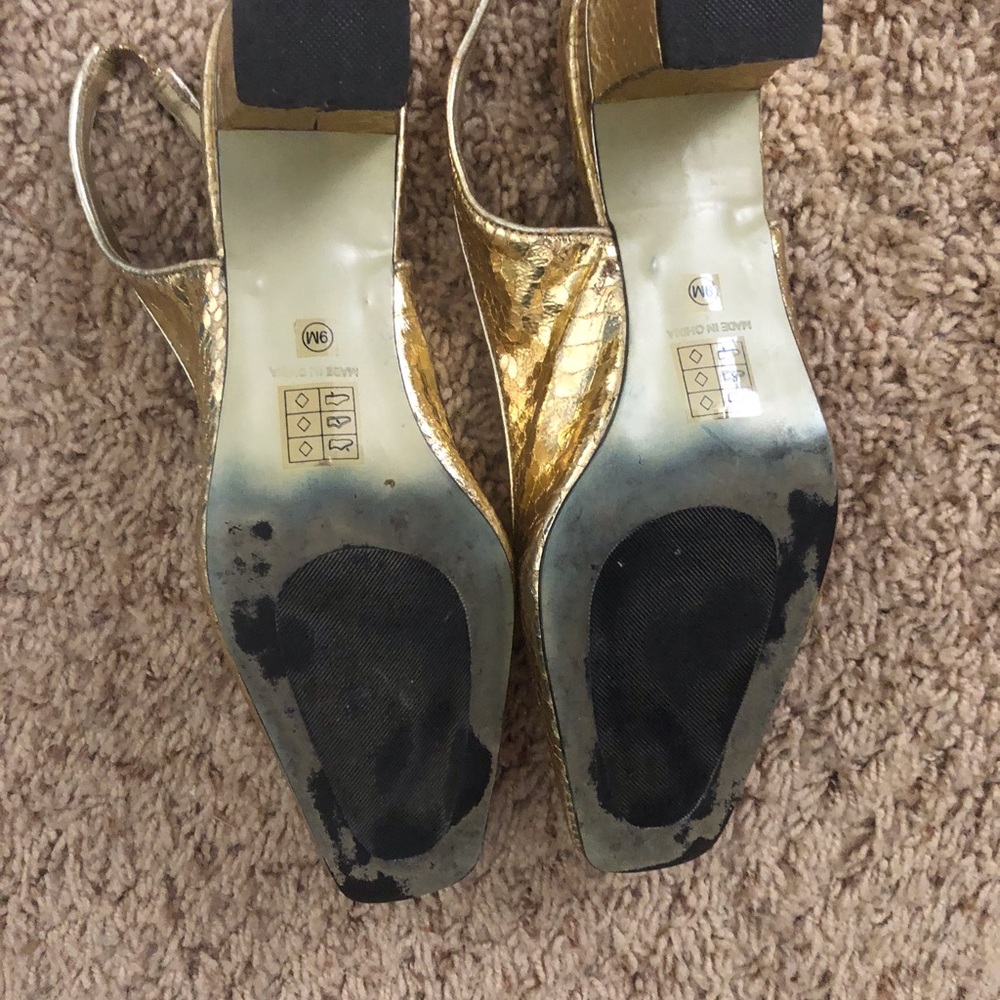 Size 9 Gold Reptile Print Slings by City Life USA - Picture 3 of 6